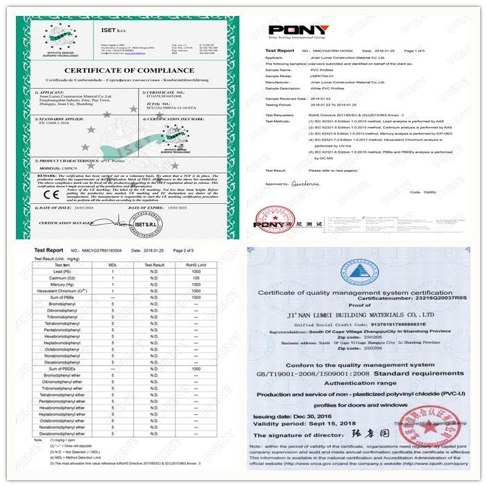 CERTIFICATION OF PVC PROFILE