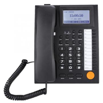 Wall Mountable Telephone Desktop Corded Landline Phone with 11 Fast Dial Automatic Take-up Ringtone Switch Dual Interface