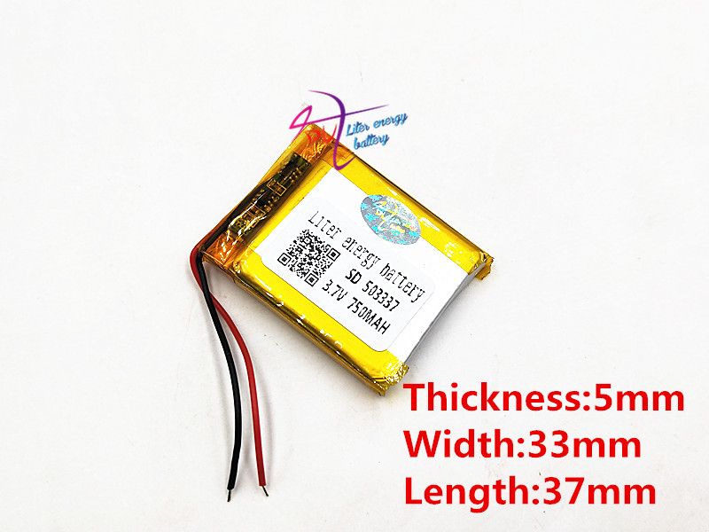 3.7V 750mAh [503337] Liter energy battery Polymer lithium ion / Li-ion battery for mp3 mp4 smart watch speaker POWER BANK