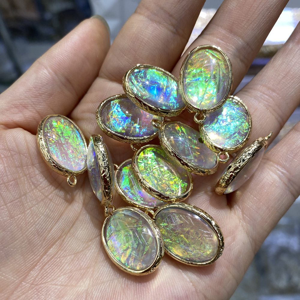 Water Drop Natural Opal Pendants & Necklace Rainbow Charm charm for Jewelry Making DIY Necklace accessories