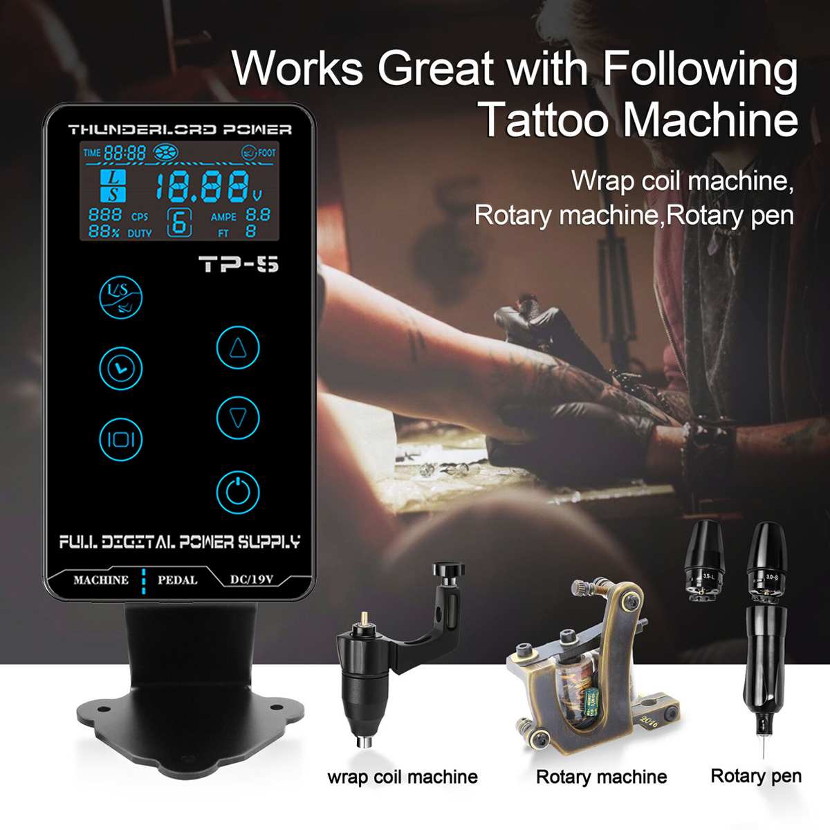 Tattoo Power Supply Tatuagem For Tattoo Machines Touch Screen Source TP-5 Digital LCD Makeup Dual Tattoo Power Supplies