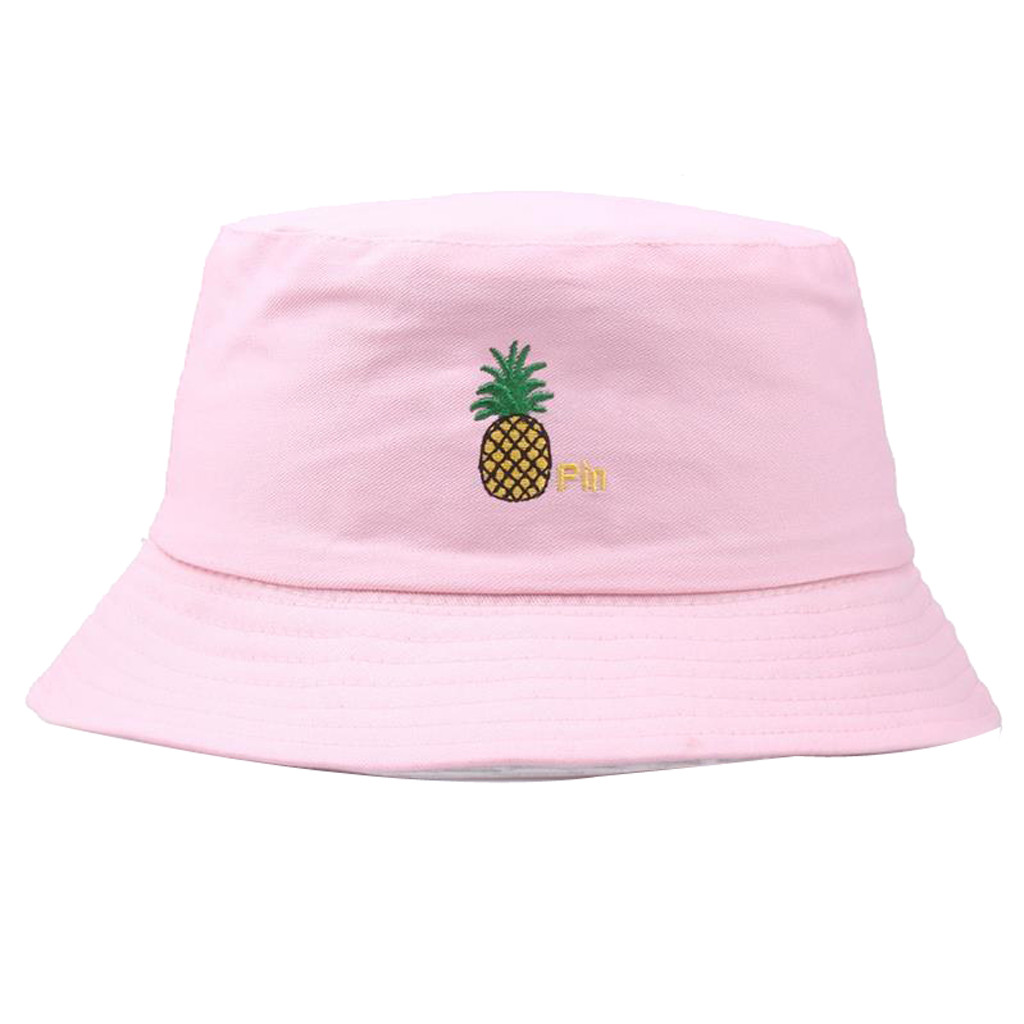 Women Men Unisex Fashion Fisherman Hat Pineapple Fruit Embroidery Sun Protection Cap Wild Fresh Cute Kawaii Outdoors Hats #P