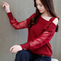Spring Long Sleeve Shirt Women Fashion Woman Blouses 2021 Sexy Off Shoulder Top Solid Women Blouse Shirt Clothing Female 1224 40