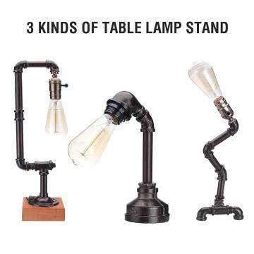 3 Types Vintage Water Pipe Industrial Table Lamp E27 Bulb Light For Home Room Decor Desk Table Lantern Lamp NO Bulb