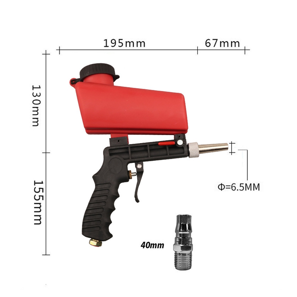90psi Portable Sandblasting Gun Pneumatic Sandblaster Spray Gun Portable Small Sand Blasting Machine Gravity Adjustable Tool
