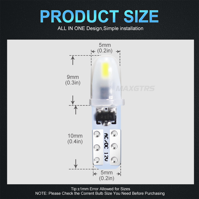 10Pcs T5 Led Bulb W3W W1.2W Led Canbus Car Interior Lights Dashboard warming indicator Wedge Auto Instrument Lamp 12V