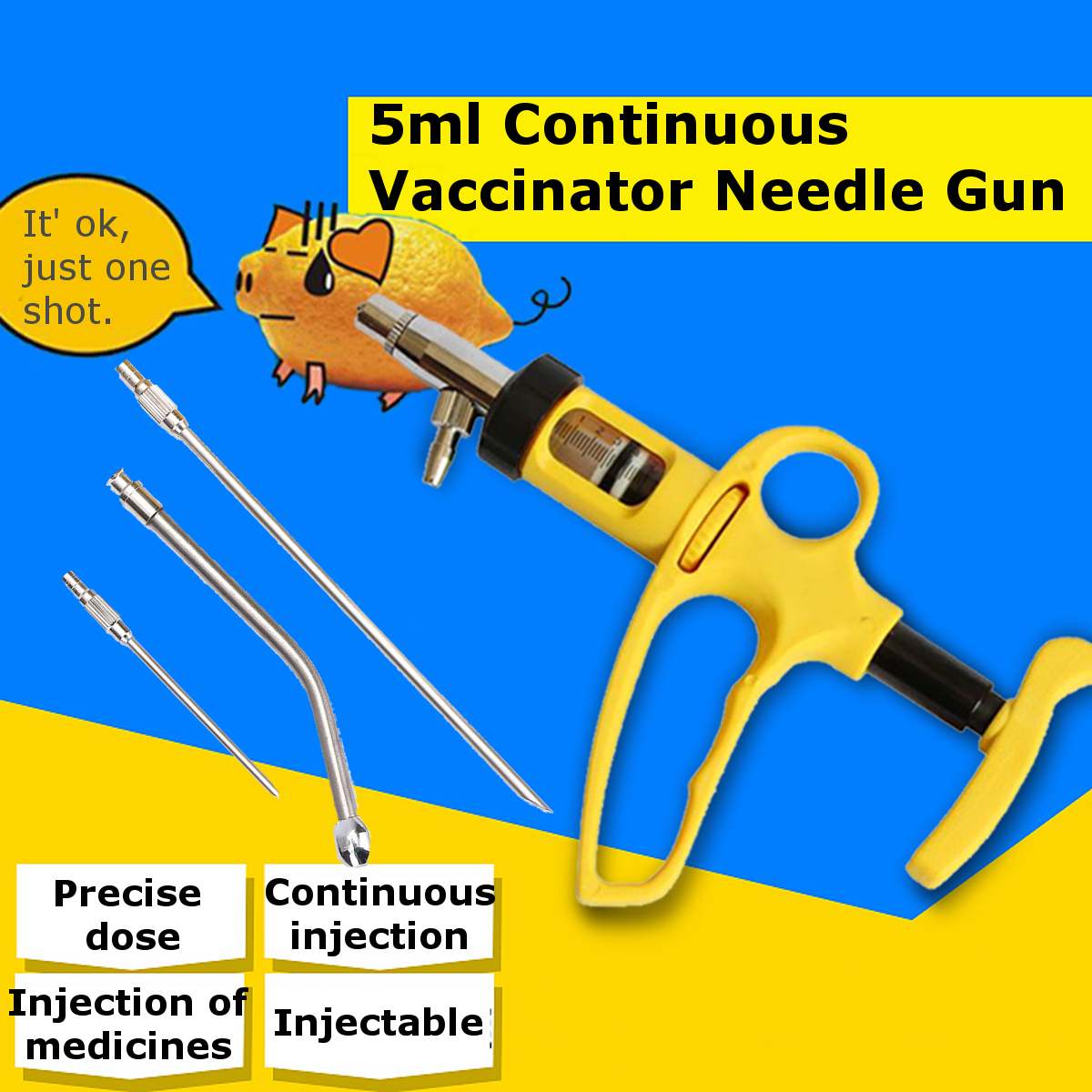 5ml/10ml Cattle Injector Animal Husbandry Ducks Pig Oral Pour On Livestock Drench Continuous Syringe Vaccine Chickens Sheep