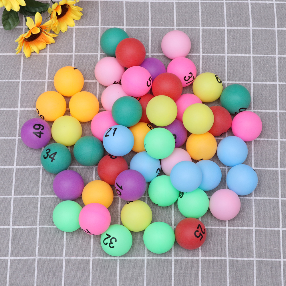 50 Pieces Lottery Balls Assorted Color PP Table Tennis Balls 40mm Printed Ping Pong Balls With Number for Game Party Decoration(