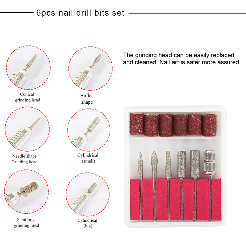 35000RPM Electric Nail Drill Machine Electric Manicure Machine Drills Accessory Pedicure kit Nail Drill File Bit Nail tools