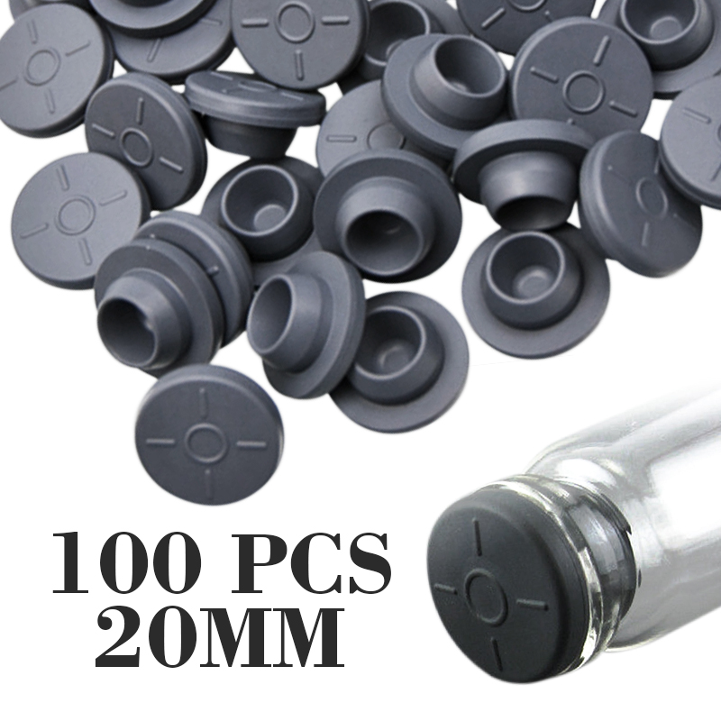 20mm 100pcs Butyl Rubber Stopper Medical Rubber for Vials Rubber Sealing Injection Vials Stopper Rubber Cap Grey Color