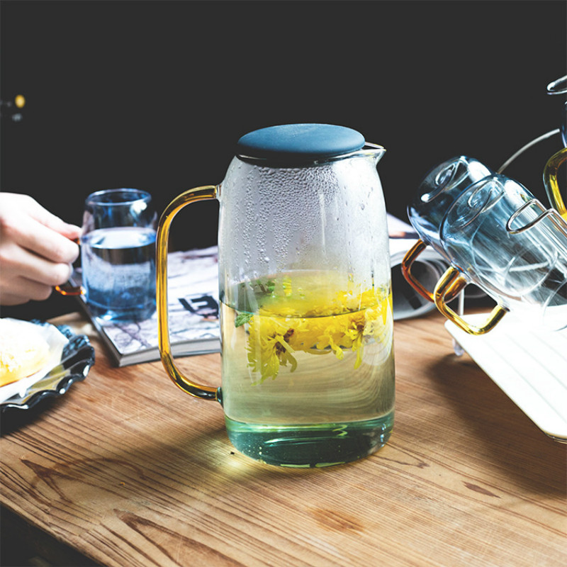 High Quality 1500ml Water Bottle Cup Glass Home Office Kettle Flower Good Heat Resistance Teapot Juice Jug Drinkware tea set