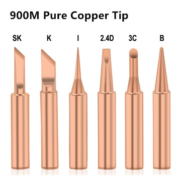 6pcs Pure Copper 900M-T Series Soldering Iron Tip Welding Tips Solder Iron Tip Lead-free Solder Tips Welding Head Soldering Tool