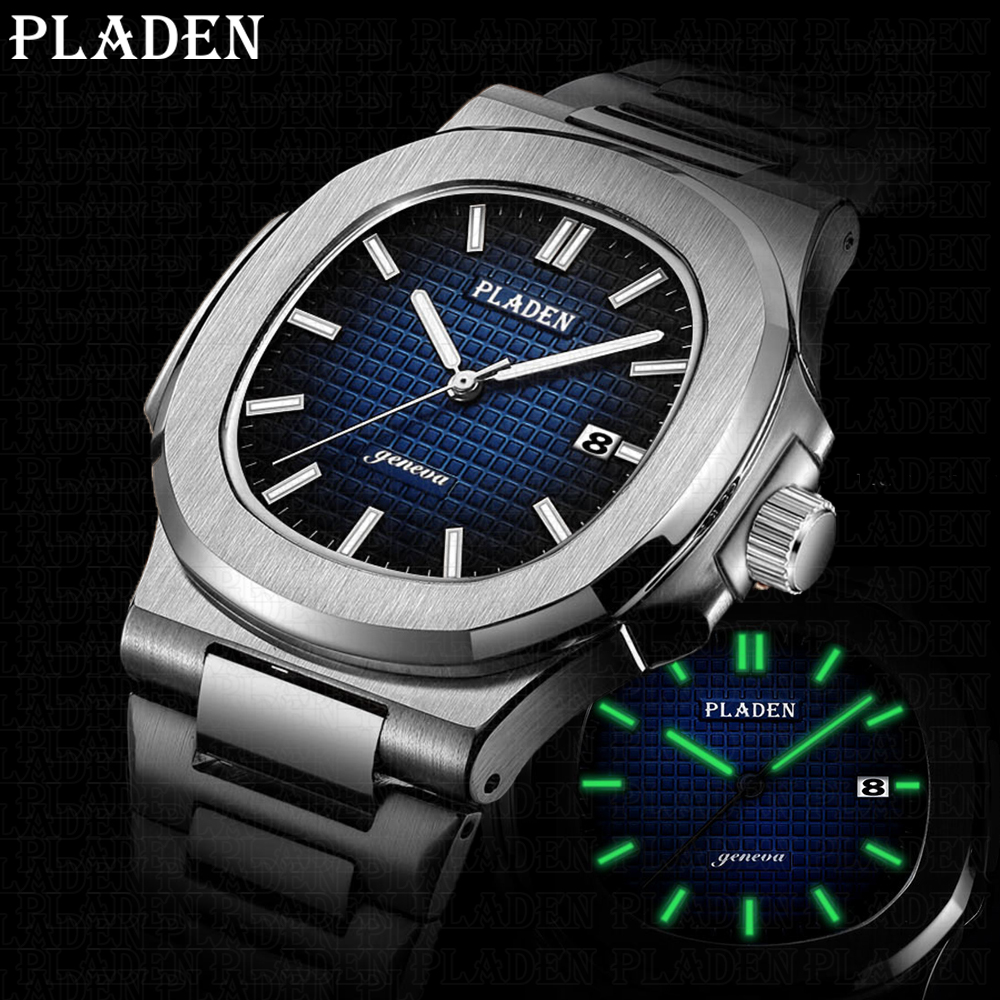 PLADEN Watch Men Watches Vogue Fashion Stainless Steel Sports Waterproof Wristwatch Top AAA+ PP Gift For Husband Male Clock