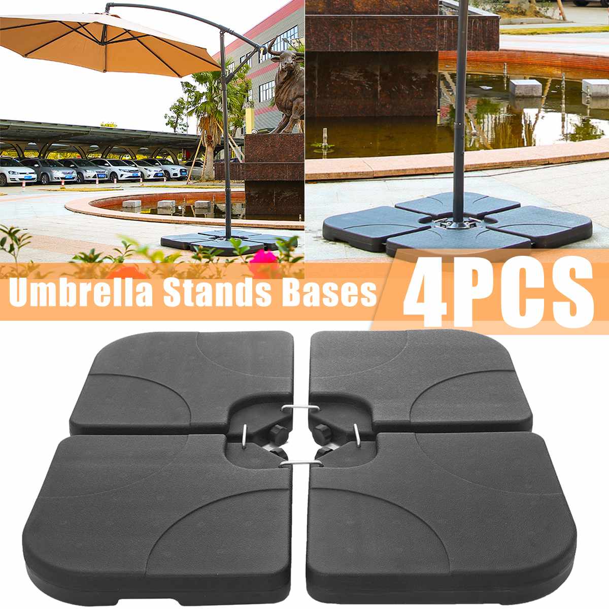 Umbrella Base Outdoor Parasol Stand Water Or Sand Filled Patio Umbrella Square Base For Garden Poolside