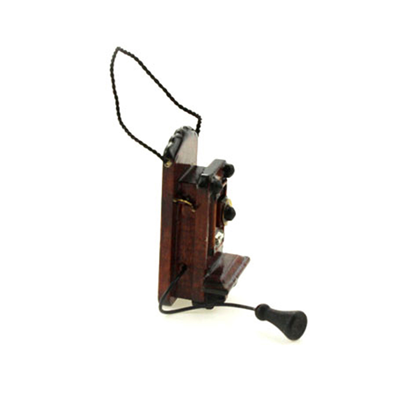 1:12 Miniature Antique Wall Mount Phone Vintage Style Dollhouse Furniture Accessories For Livingroom Bedroom Kitchen