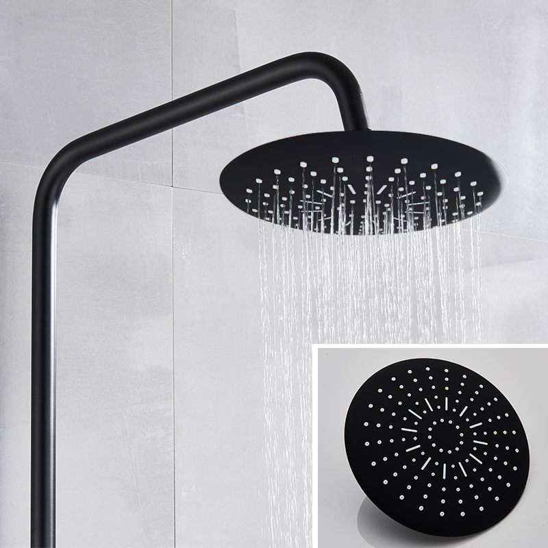 Quyanre Black Thermostatic Shower Faucet Bathtub Thermostatic Control Shower System Kit Hot Cold Temperature Faucets Shower