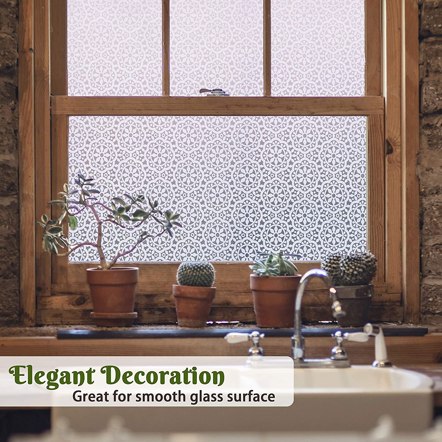 LUCKYYJ Privacy Window Film Static Cling Decor Glass Sticker Frosted Vinyl Window Covering Anti-UV Self-adhesive Window Sticker
