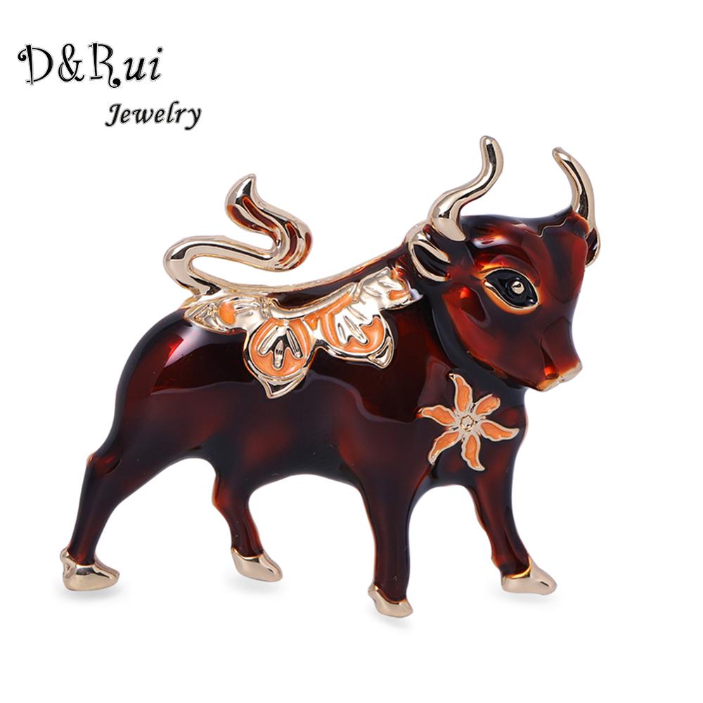 Enamel Cow Brooch Decorative Pin Badges Jewelry for Women Men Zodiac Animal Cattle Bull Symbol Brooches Pins of the Year 2021