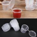 100pcs Disposable Clear Plastic Sauce Pot Chutney Cups Slime Storage Container Box With Lids Kitchen Organizer 30ml