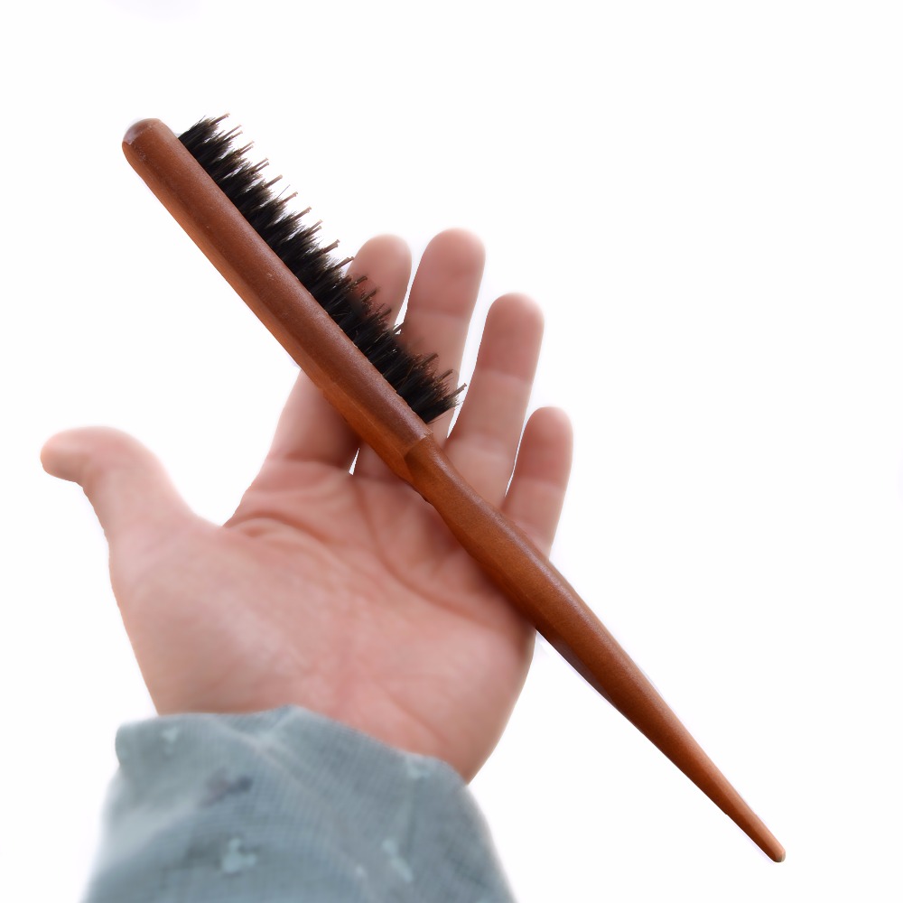 Wood Handle Hair Brush Natural Boar Fluffy Bristle Anti Loss Comb Hairdressing Barber Tool Teasing Bristle Salon Hairbrushh