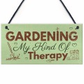Meijiafei Gardening My Therapy Novelty Hanging Plaque SummerHouse Sign Garden Shed Friendship Sign 10" x 5"