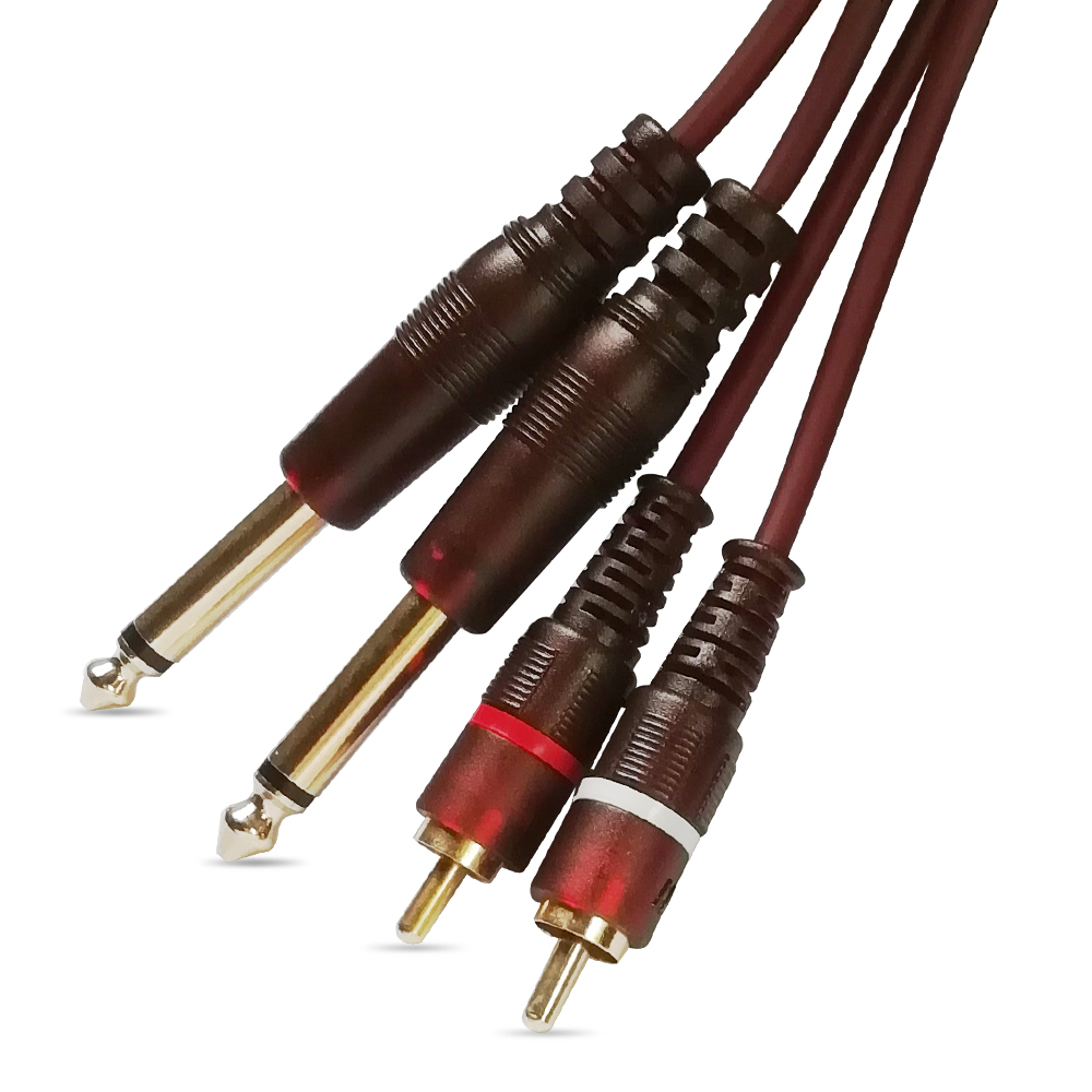 Digizulu Pro Audio Instrument Cable Dual 6.35 (1/4") Mono Male to 2 RCA Male Audio Cable for Mixer Amplifier Adapter Signal Cord