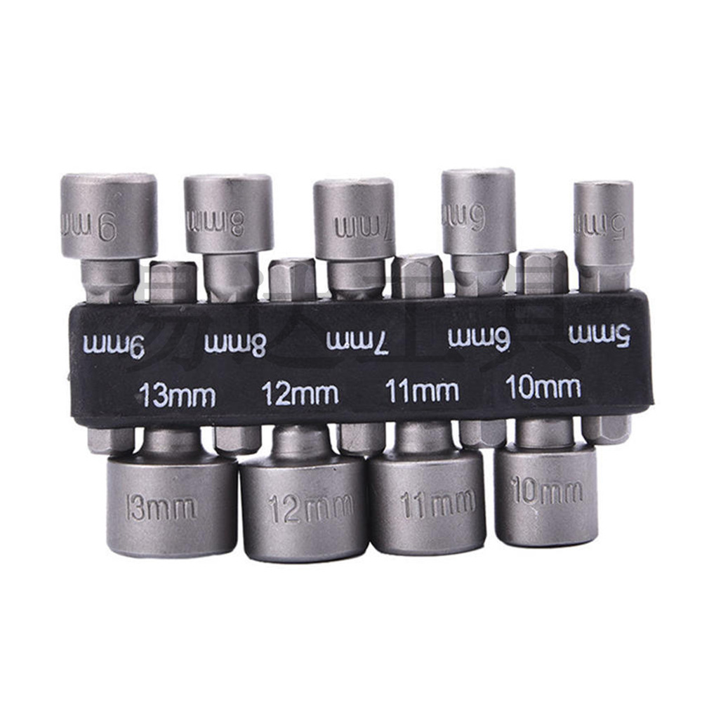 9pcs/set 5-13mm Drill Bit Set Power Nut Driver Screwdrivers 1/4 Hex Shank Socket Metric Wrench Screw Bolt Drill Power Tools