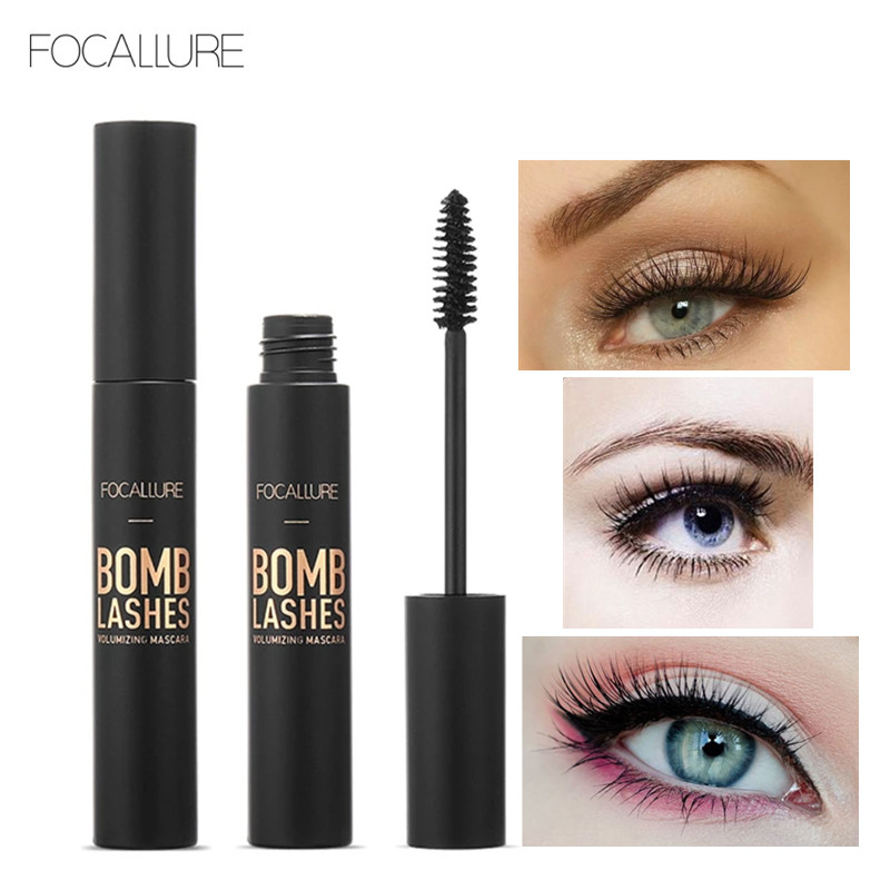 FOCALLURE 3D Silk Fiber Black Mascara Volume Curling Rimel Mascara Eyelash Extension Waterproof Thick Eye Lashes Mascara