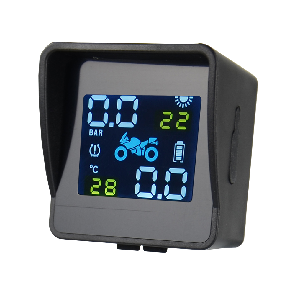 Motorcycle TPMS USB Solar Charging Motor Tire Pressure Tyre Temperature Monitoring Alarm System with 2 External Sensors