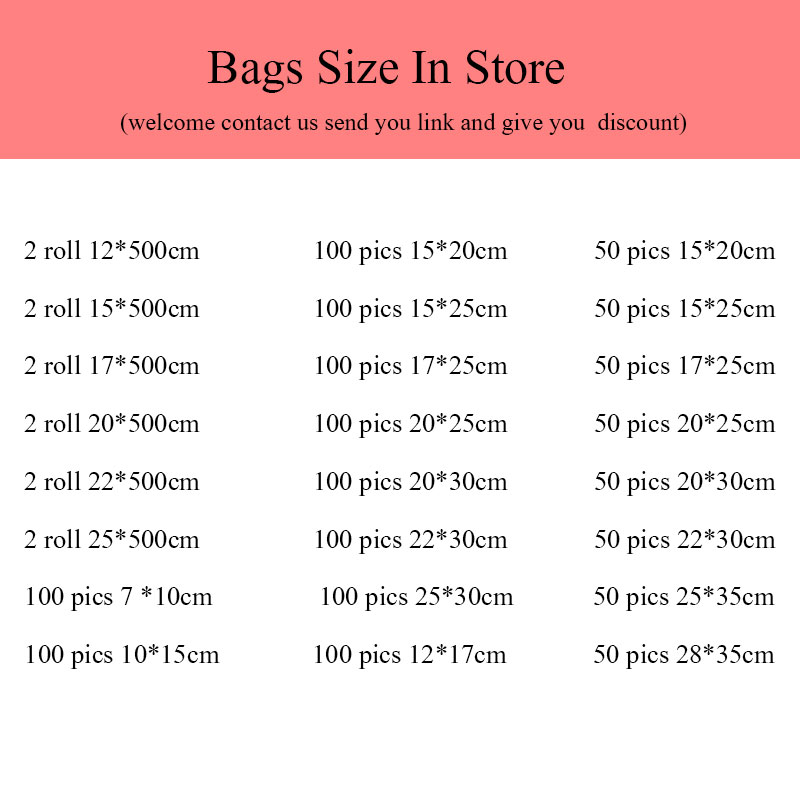 100pics/lot Vaccum Bags 7*10CM 12*17CM 15*25CM 20*25CM 22*30CM 25*35CM Kitchen Appliances Vacuum Sealer Packing Machine Food Bag