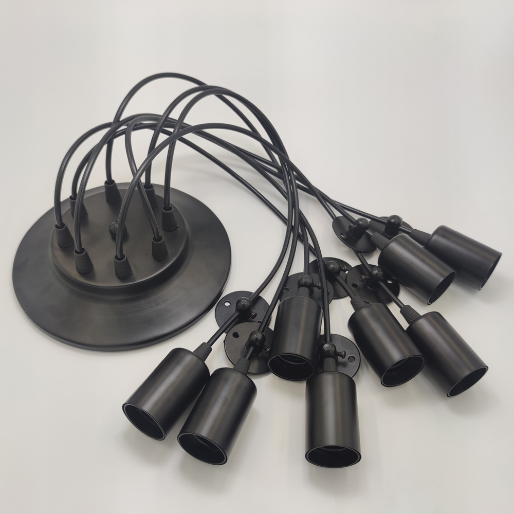 Retro Pendant Lamp DIY Multiple Lamp Base E27 Black Cable 0.75mm Industrial Hanging Lamps Cafe Bar Spider Pendant Lights