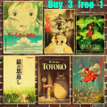 Hayao Miyazaki Anime Retro Kraft Paper Poster Bar Office Coffee Shop Home Art Wall Stickers