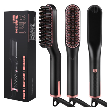 wt-023 Electric Straightener Fast Heated Brush 3-in-1 Hair Straightening Brush for Man's Beard & Woman's Hair Long Short Hair