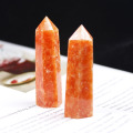 1pc Natural Sunstone Crystal Point Healing Stone Quartz Tower Orange Wand Ornament for Home Decor Reiki Energy Pyramid