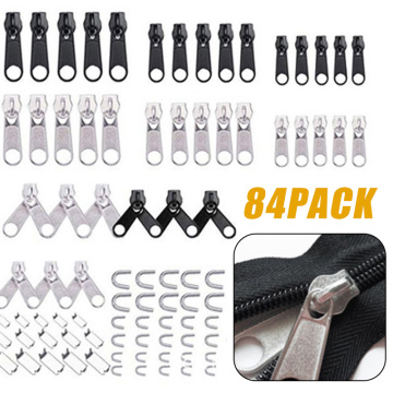 84Pcs/Set Fix Zipper Slider Zipper Head Universal Kit Replacement For Broken / Wearable Sliders Instant Repair Zipper Useful