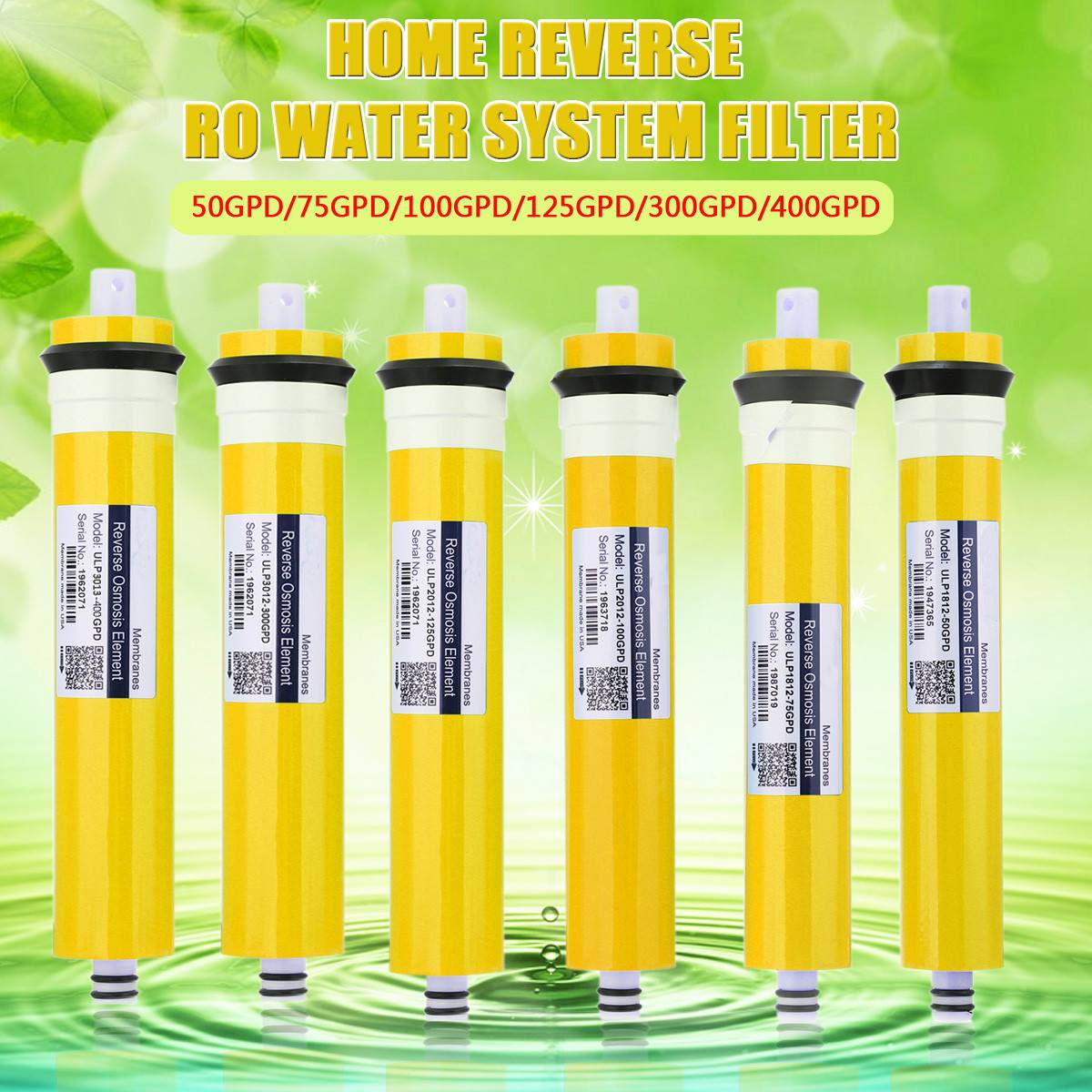 50/75/100/300/400G RO Membrane Replacement Water Filter Purifier Reverse Osmosis System Home Kitchen Drinking Water Treatment