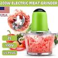 2L Capacity Meat Grinder Food Chopper Stainless Electric Kitchen Electric Chopper Meat Grinder Shredder Meat Slicer Cutter 110V