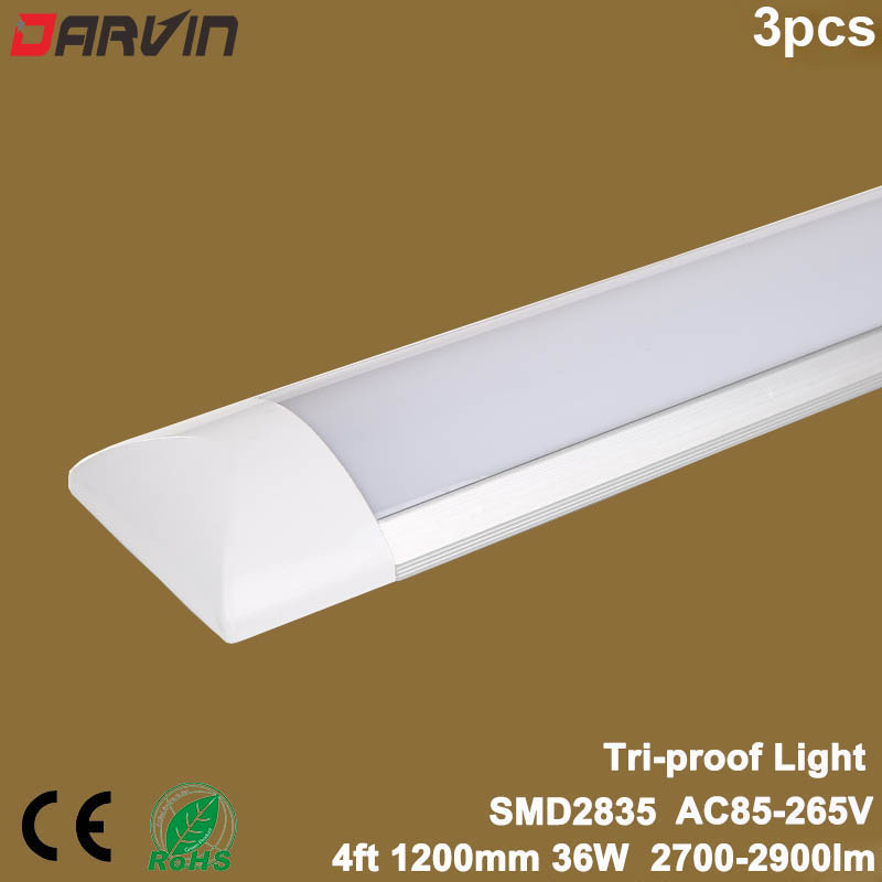 3pcs Led Tube Light Ceiling Flat Batten Lamp 4ft 1200mm 900mm 600mm 220V 110V Factory Price