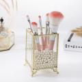 New Geometric Glass Makeup Brush Box Holder Jewelry Box Pencil Bucket Makeup Organizer Desktop Cosmetic Storage Box Pearl Barrel