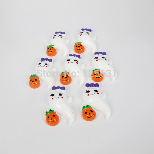Kawaii Flatback DIY Resin Cabochons Ghost Girly Boo w/ Pumpkin Halloween Party Flat Back Scrapbooking Accessories:20*30mm