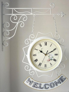New special rustic Mediterranean-sided clock / creative fashion-sided wall clock mute movement / white