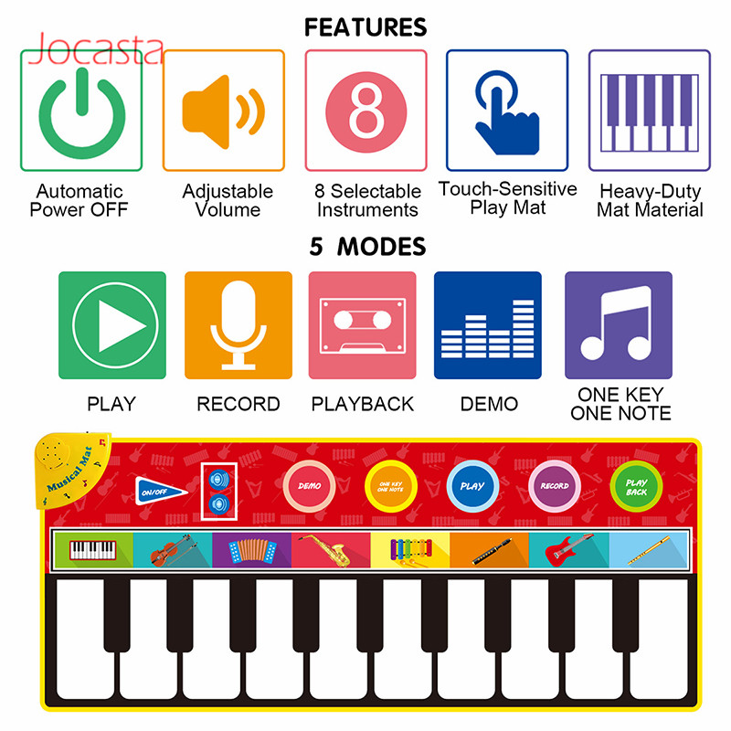 Large Size Baby Musical Carpet Keyboard Play Mat Music Instrument Piano Mat Educational Toys for Children Kids Gifts