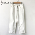 Genayooa Korean Streetwear Denim Pants High Waist Jeans Woman Casual Boyfriend Jeans For Women Vintage White Trousers