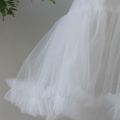 Women Girls Ruffled Short Petticoat Solid White Color Fluffy Bubble Tutu Skirt Puffy Half Slip Prom Crinoline Underskirt No Hoop