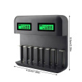 8-Slot Battery Charger USB Powered AA/AAA/C/D Rechargeable Battery Charger with LCD Display