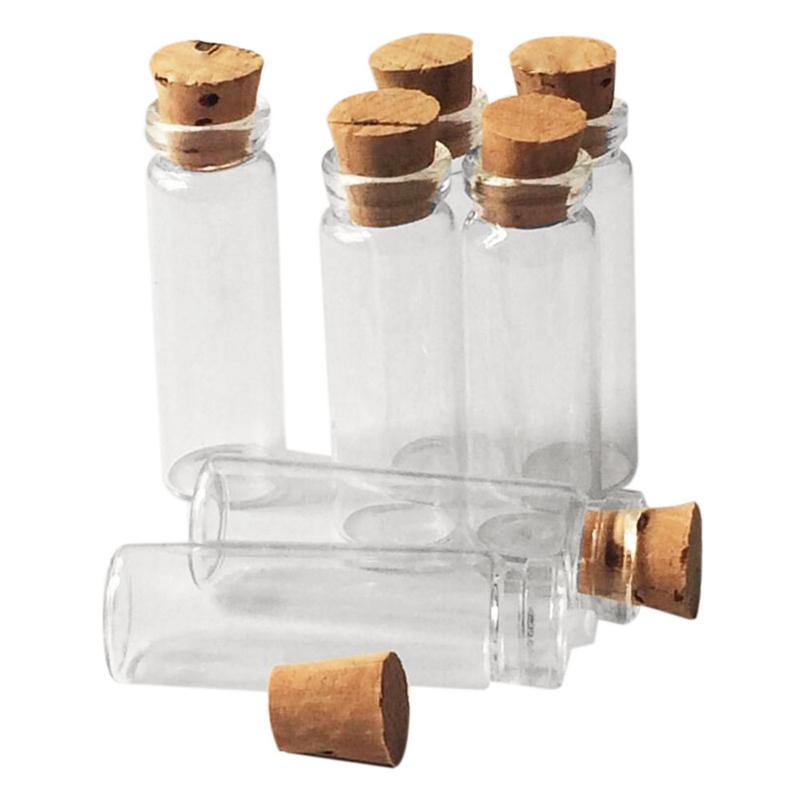 20Pcs 11X32Mm Tiny Mini Empty Clear Cork Glass Bottles Vials 2Ml