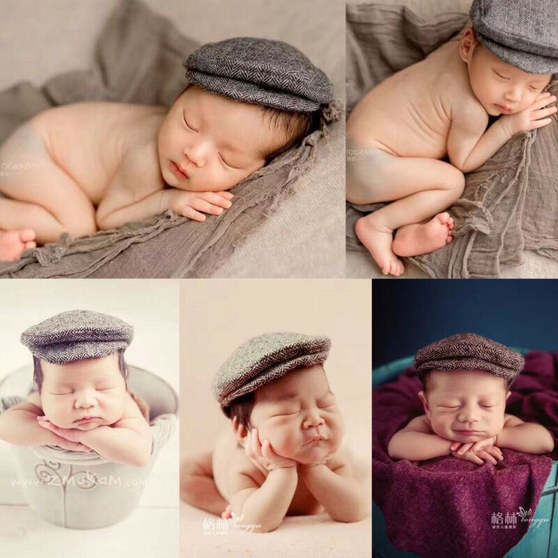 Baby Newborn Peaked Cute Newborn Baby Boy Beanie Cap Photography Props Outfit Cotton Hat Accessories