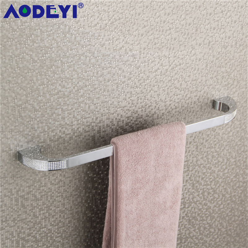 Single Towel Bar, AODEYI Luxury Bathroom Hardware Accessories with Czech Crystal, Wall Mounted, Plated Chrome or Gold Finished