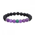 Natural Stone 8MM Black Lava Stone With Gemstone Round Beads and Mood Beads Stretch Bracelet 7.5" Long