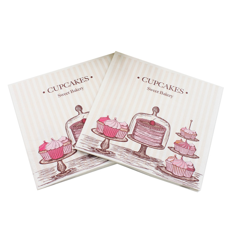 10pcs 33*33cm Cake Cup theme paper napkins serviettes decoupage decorated for wedding party virgin wood tissues